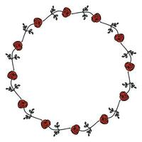 Red roses wreath frame isolated on white background. Perfect for party invitations, greeting cards and print. vector