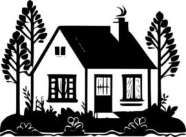 Cottage - Black and White Isolated Icon - Vector illustration