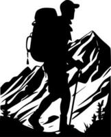 Hiking, Black and White Vector illustration