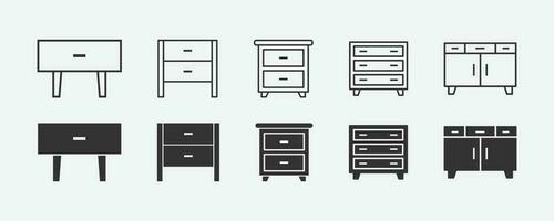 vector illustration of bedside isolated icon set.