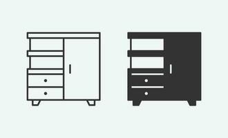 vector illustration of cupboard isolated icon set.