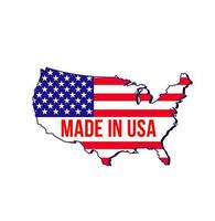 Made in USA label, map and flag of United States vector