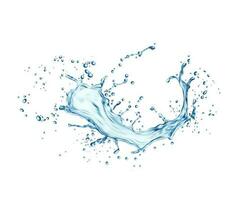 Transparent water wave splash with drops vector