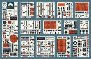 Retro dashboard. Control panel switch and buttons vector