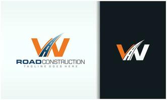 Letter W with road logo sing the creative design concept for highway maintenance and construction vector