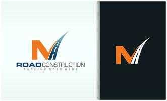 Letter N with road logo sing the creative design concept for highway maintenance and construction vector