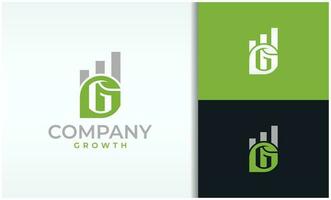 Letter G grow logo with leaf vector