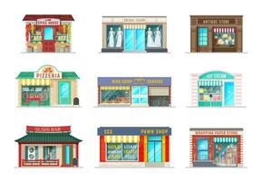 Street shops and stores cartoon vector buildings