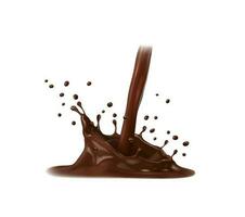 chocolate, café leche, cacao fluir, corona chapoteo vector