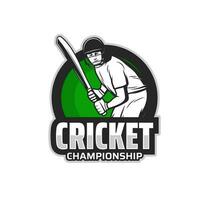 Cricket game championship icon with player vector