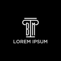 bm monograma inicial logo con pilar forma icono diseño vector