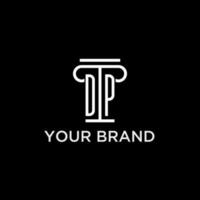 DP monogram initial logo with pillar shape icon design vector