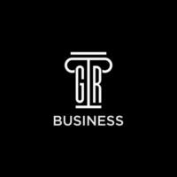 GR monogram initial logo with pillar shape icon design vector