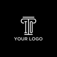 IO monogram initial logo with pillar shape icon design vector