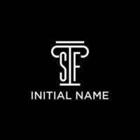 sf monograma inicial logo con pilar forma icono diseño vector