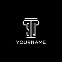 SW monogram initial logo with pillar shape icon design vector