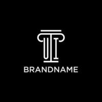 UI monogram initial logo with pillar shape icon design vector