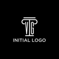 VG monogram initial logo with pillar shape icon design vector