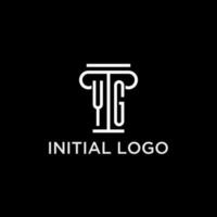 yg monograma inicial logo con pilar forma icono diseño vector