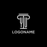 YU monogram initial logo with pillar shape icon design vector