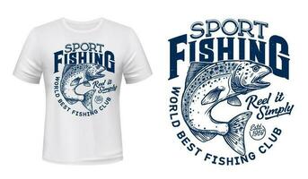 Salmon fish t-shirt print, fishing sport club vector