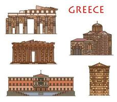 Grecia viaje y Atenas arquitectura edificios vector