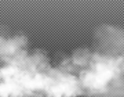 niebla o nubes, fumar, blanco tóxico humeante vapor vector