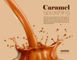 Sweet caramel flow and corona splash background vector