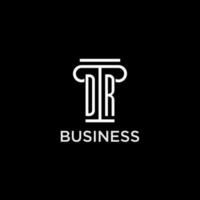 DR monogram initial logo with pillar shape icon design vector