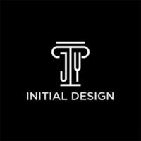 JY monogram initial logo with pillar shape icon design vector