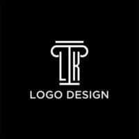 LK monogram initial logo with pillar shape icon design vector