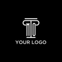 MO monogram initial logo with pillar shape icon design vector