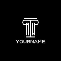 MW monogram initial logo with pillar shape icon design vector
