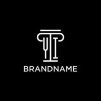 YI monogram initial logo with pillar shape icon design vector