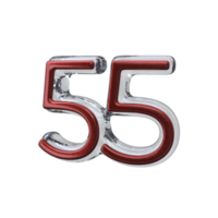 Number 55 3D render transparent background png