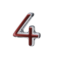 Number 4 3D render transparent background png