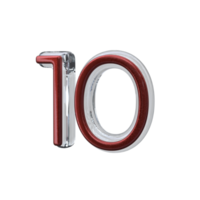 Number 10 3D render transparent background png