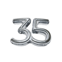 número 35 3d render transparente fundo png