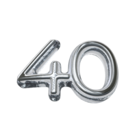 Number 40 3D render transparent background png