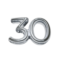 Number 30 3D render transparent background png