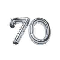 número 70 3d render transparente fundo png