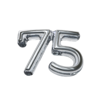 Number 75 3D render transparent background png