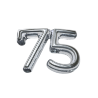 número 75 3d render transparente fundo png