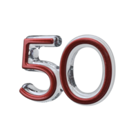 Number 50 3D render transparent background png