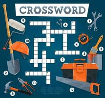 DIY and house repair tools crossword worksheet vector