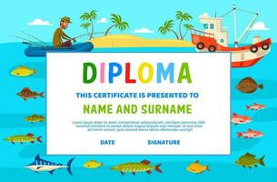 Kids diploma, education school certificate vector