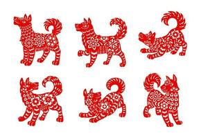 Chinese zodiac animal dog isolated vector icons