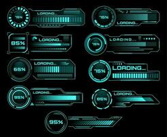 HUD loading progress bars, Sci Fi vector interface