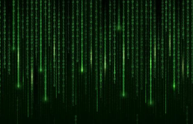 Technology background, digital binary code matrix