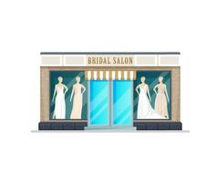 Bridal salon shop building, wedding store facade vector